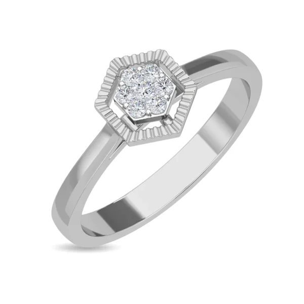 Hexagonal Illusion Lab Diamond Cluster Ring in Yellow Gold - Image 4