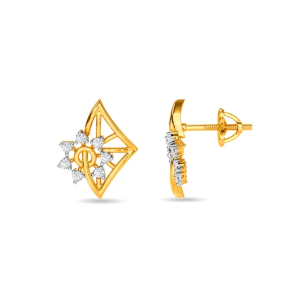 Luminous Geometry Lab Diamond-Adorned Gold Earrings - Image 4