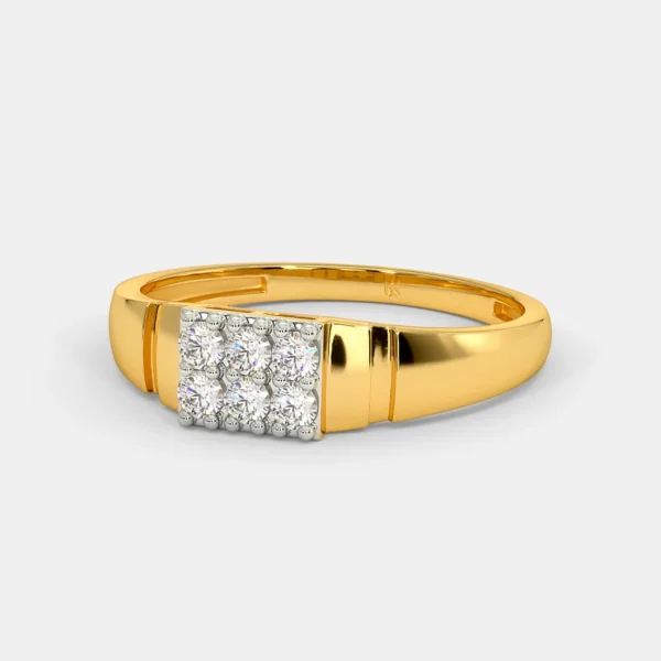 Lab Diamond Prong Set Yellow Gold Band Ring For Men - Image 2