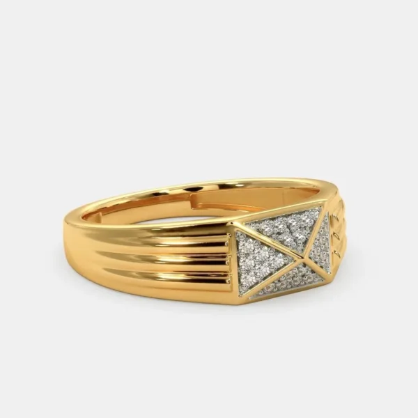 Geometric Elegance Modern Gold Ring with Pave-Set Lab Diamonds for Him - Image 2