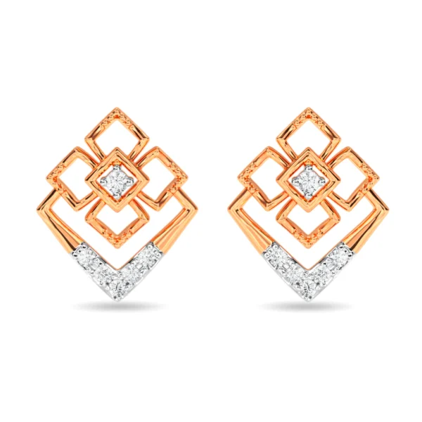 Nested Brilliance Geometric Gold Lab Diamond Earrings - Image 4