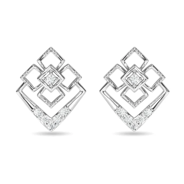 Nested Brilliance Geometric Gold Lab Diamond Earrings - Image 3