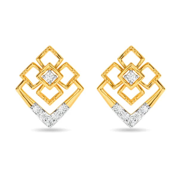 Nested Brilliance Geometric Gold Lab Diamond Earrings