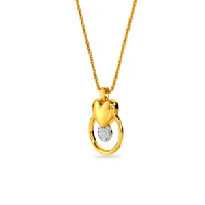 Nested Gold Heart Diamond Pendant for gift her- PE165