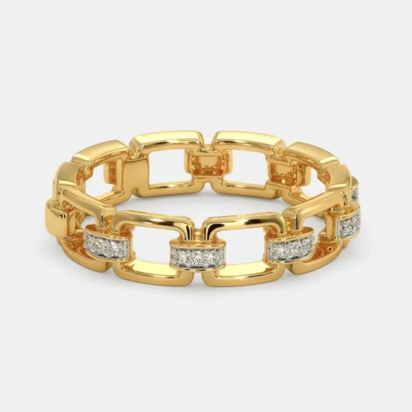 Opulent Chain-Link Elegance Lab Diamond Ring for Men
