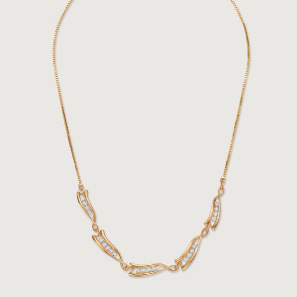 Sparkling Curved Bars Gold Lab Diamond Necklace - Image 4