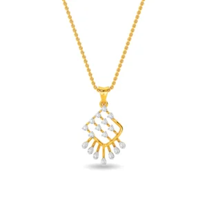 Sparkling Square Gold Lab Diamond Pendant for Female