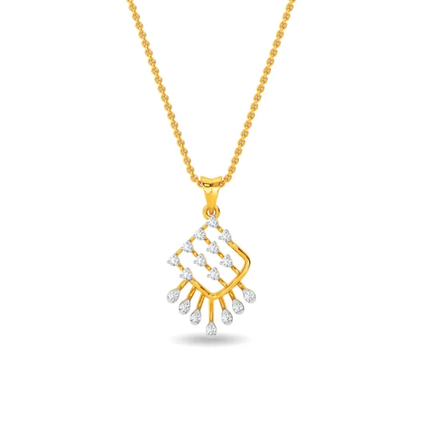 Sparkling Square Gold Lab Diamond Pendant for Female
