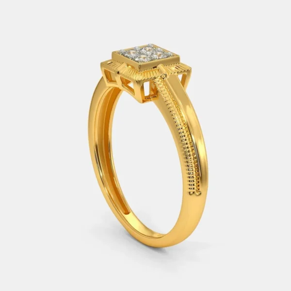 Square Setting Diamond-Encrusted Gold Band for Men - Image 3