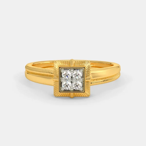 Square Setting Diamond-Encrusted Gold Band for Men - Image 2