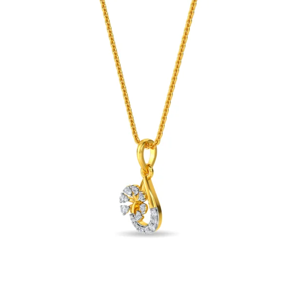 Buy Gold Stellar Sparkle Floral Lab Diamond Pendant - Image 2