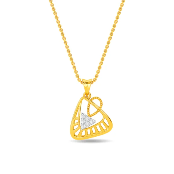 Stylized Triangular Gold Lab Diamond Pendant