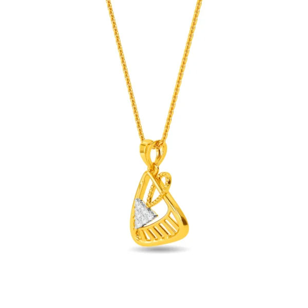 Stylized Triangular Gold Lab Diamond Pendant - Image 4