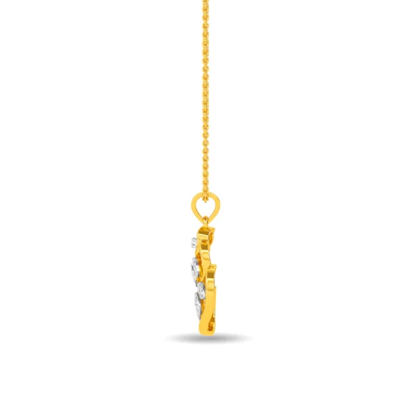 Gold Lab Diamond Swirling Leaves Pendant - Image 3