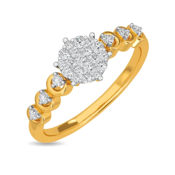 The Yellow Gold Lab Diamond Cluster Ring For Ladies