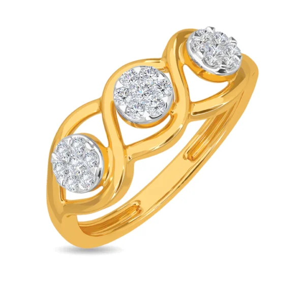 Triple Loop Cluster Lab Diamond Ring in Yellow Gold