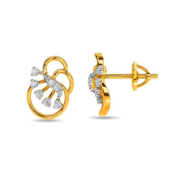 14KT Gold Elegantly Intertwined Lab Diamond Earrings - Image 2