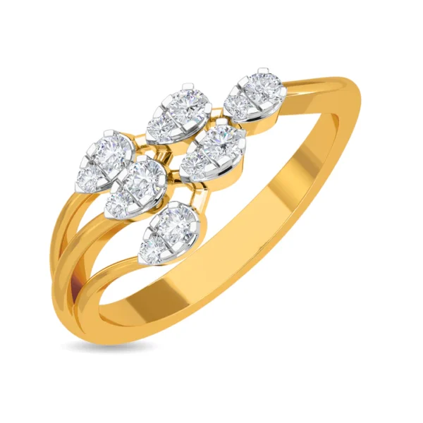 Gold Elegant Waves Lab Diamond Ring