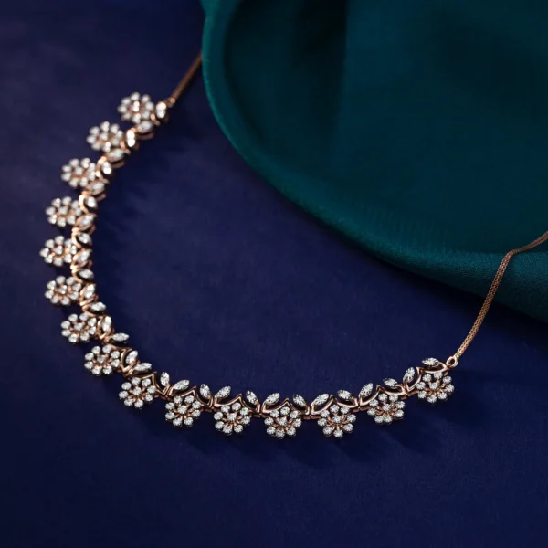 14KT Gold Crystal Crest Diamond Necklace