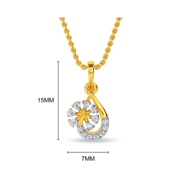 Buy Gold Stellar Sparkle Floral Lab Diamond Pendant - Image 4