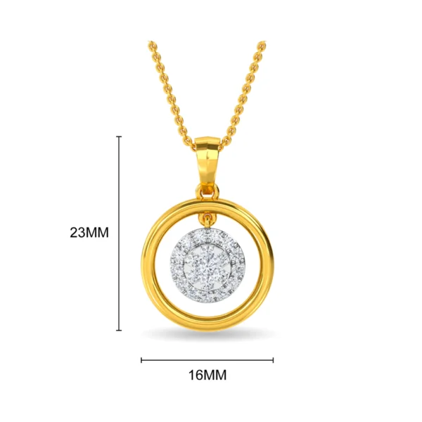Circular Gold Frame Lab Diamond-Encrusted Pendant for Her - Image 2