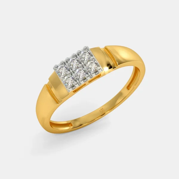 Lab Diamond Prong Set Yellow Gold Band Ring For Men - Image 4