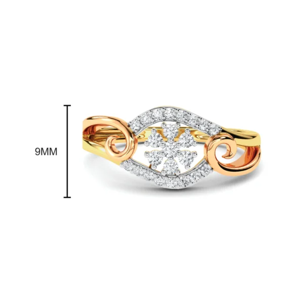Dual-Tone Lab Diamond Cluster Ring with Braided Band Design - Image 4