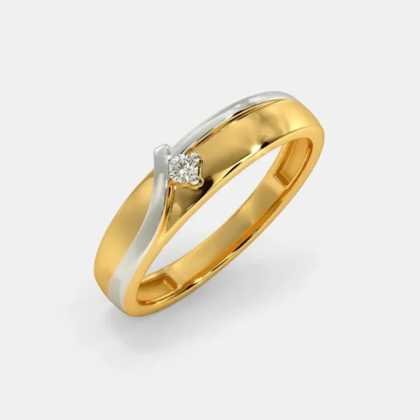 Dual-Tone Male Ring with Solitaire Lab Diamond - Image 2
