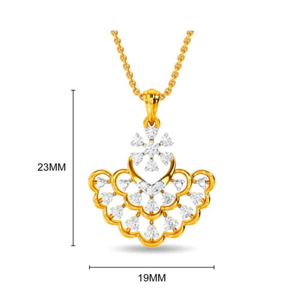 Elegant Gold Lab Diamond Floral Cascade Pendant - Image 2