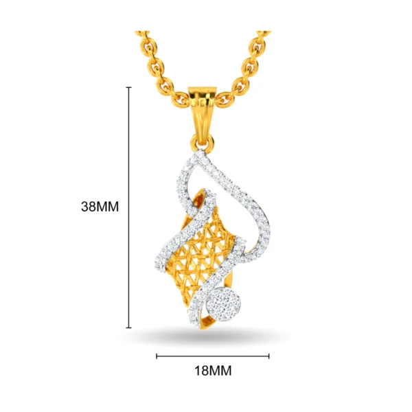 Elegant Gold Swirl Lab Diamond Lattice Pendant - Image 2