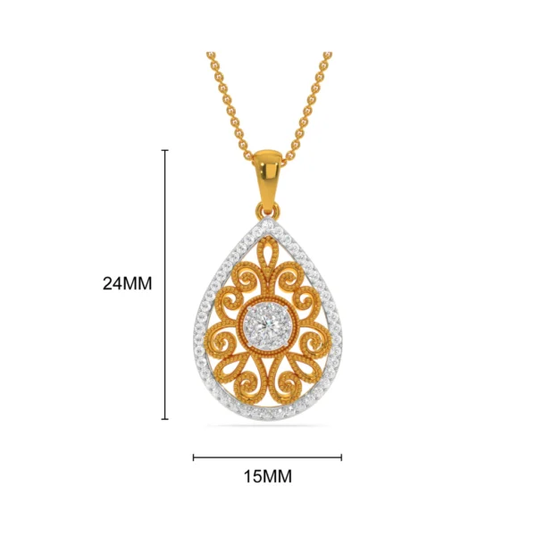Elegant Teardrop Filigree Lab Diamond Pendant - Image 2