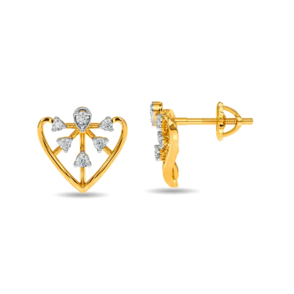 Gold Angel Heart Shape Butterfly Lab Diamond Earrings - Image 5