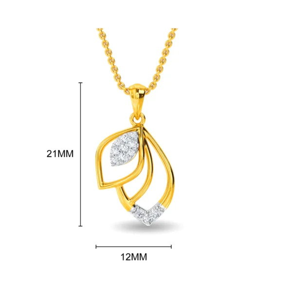 Gold Lab Diamond Elegant Flame Leaf Pendant - Image 4