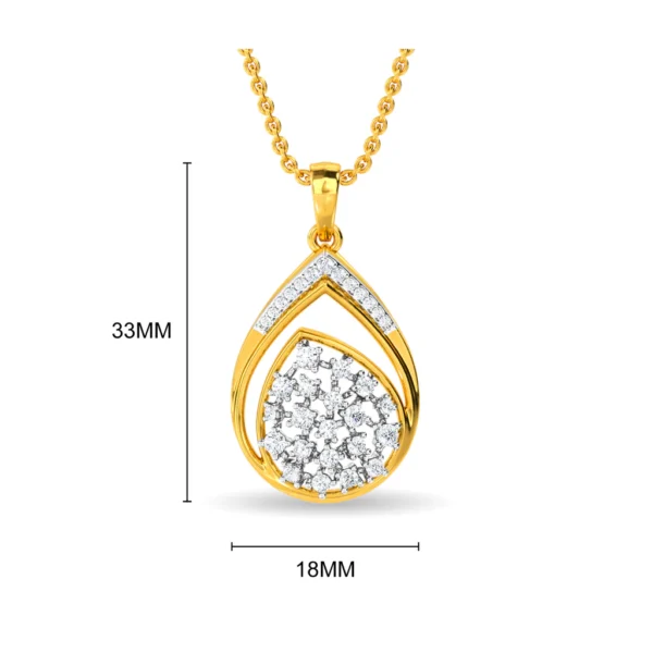 Gold Lab Diamond Elegant Teardrop Cluster Pendant - Image 2