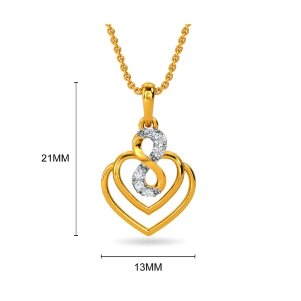 Gold Lab Diamond Infinity Nested Hearts Pendant - Image 2