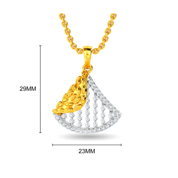 Gold Lab Diamond Radiant Bifurcated Fan Pendant - Image 2