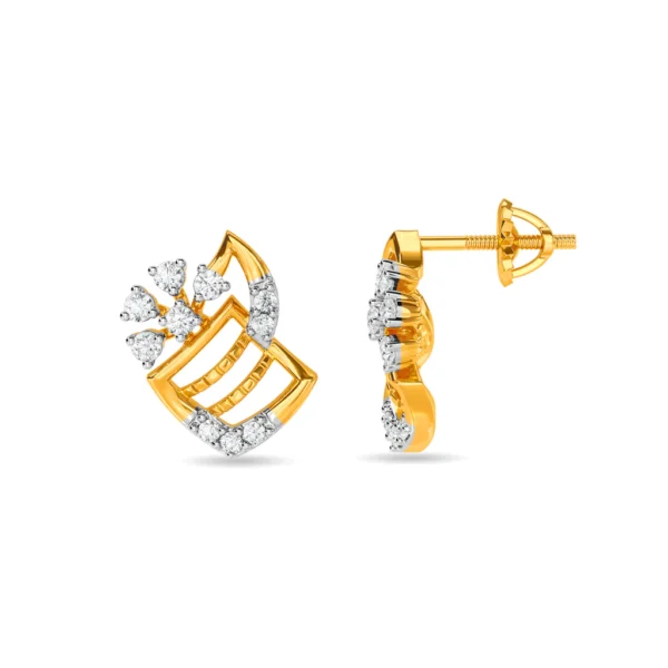 Gold Diamond Sparkling Flame Classic Hoop Earrings - Image 5