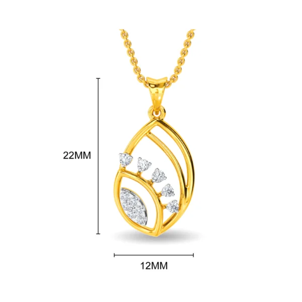 Gold Lab Diamond Sparkling Leaf Design Pendant - Image 2