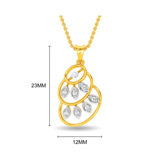 Gold Lab Diamond Swirling Leaves Pendant - Image 2