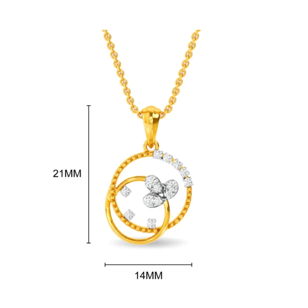 Gold Dual Orbital Leafy Lab Diamond Pendant - Image 3