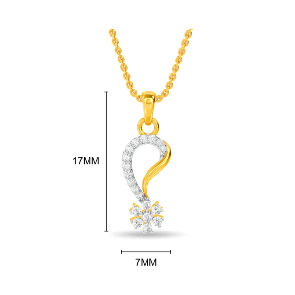 Gold Elegant Curve Pendant with Pave Set Lab Diamond Sparkle - Image 2