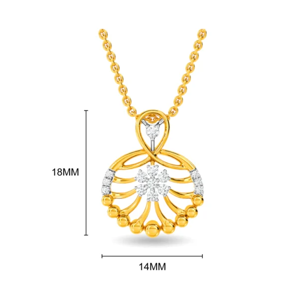 14KT Gold Flower Pendant with Diamond Center - Image 4