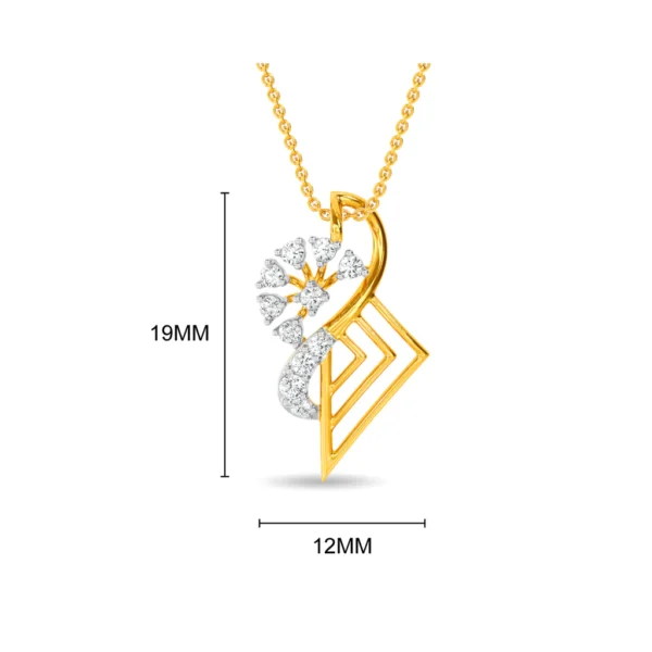 Gold Geometric Elegance Lab Diamond Floral Pendant - Image 4