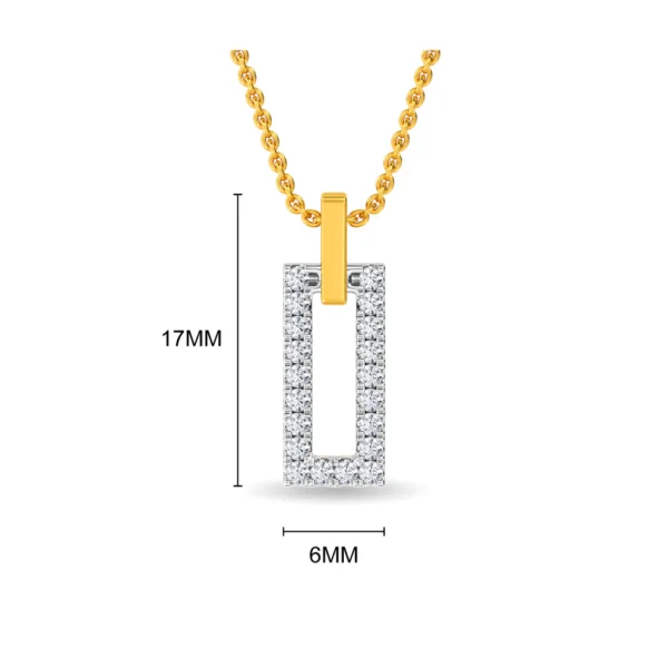 Gold Sparkling Pave Lab Diamond Rectangle Pendant - Image 4