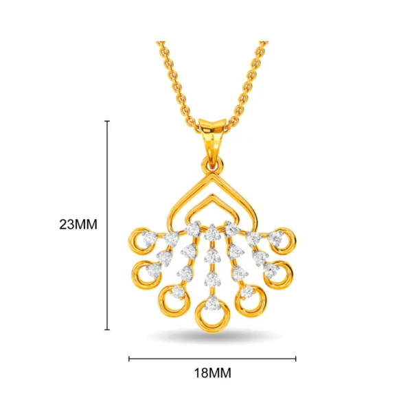 Gold Sparkling Symmetrical Design Lab Diamond Pendant - Image 2