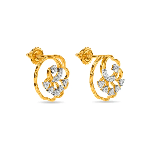 Gold Twisted Rope Floral Pattern Lab Diamond Earrings - Image 5