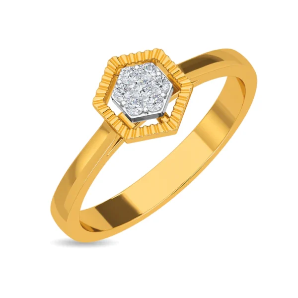 Hexagonal Illusion Lab Diamond Cluster Ring in Yellow Gold