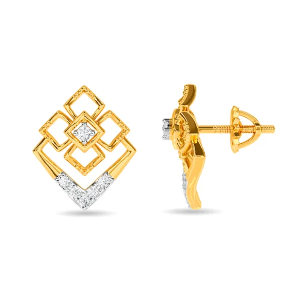 Nested Brilliance Geometric Gold Lab Diamond Earrings - Image 5