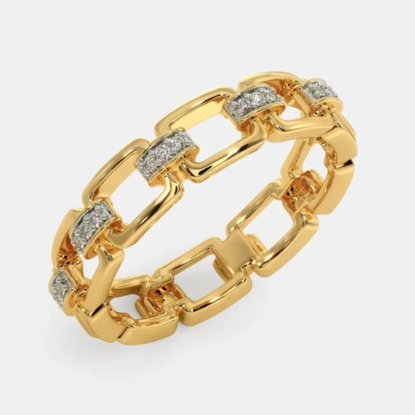 Opulent Chain-Link Elegance Lab Diamond Ring for Men - Image 4