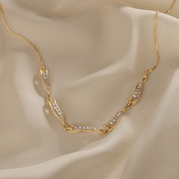 Sparkling Curved Bars Gold Lab Diamond Necklace